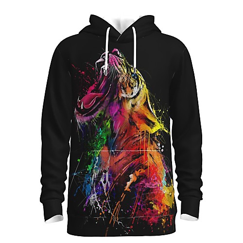 

Men's Pullover Hoodie Sweatshirt Animal Patterned Graphic 3D Front Pocket Hooded Daily 3D Print 3D Print Casual Hoodies Sweatshirts Long Sleeve Rainbow