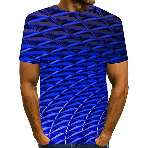 

Men's T shirt Shirt 3D Print Graphic Print Short Sleeve Daily Tops Streetwear Round Neck Blue
