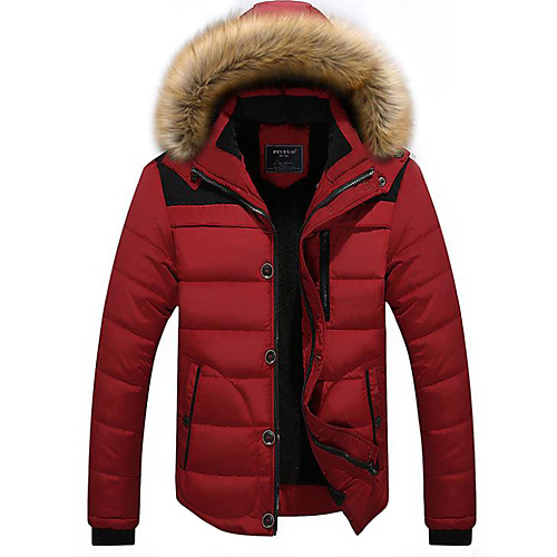

Men's Parka Coat Regular Fit Jacket Solid Colored Khaki Dusty Blue / Cotton / Cotton