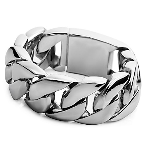 

men's large heavy stainless steel bracelet link wrist silver tone (weight : 303g)
