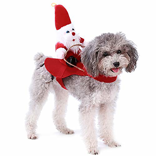 

dog santa claus riding christmas costume santa dog costume pet cosplay dogs cats outfit apparel party dressing up clothing for dogs and cats