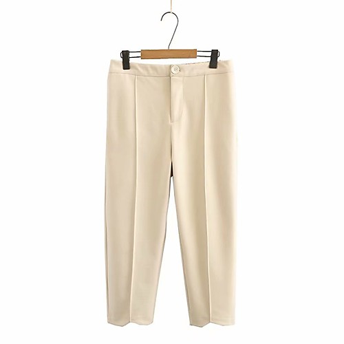 

Women's Basic Streetwear Comfort Daily Going out Pants Chinos Pants Solid Colored Full Length Pocket Black Beige