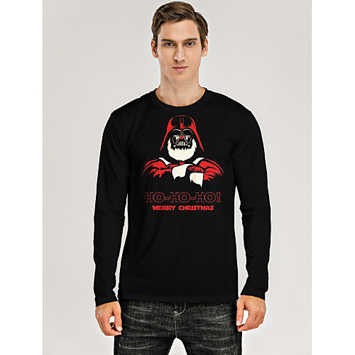 

Men's T shirt 3D Print Graphic 3D Letter Print Long Sleeve Christmas Tops Black