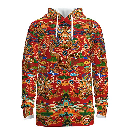 

Women's Men's Pullover Hoodie Sweatshirt Dragon Graphic 3D Hooded Weekend 3D Print Casual Streetwear Hoodies Sweatshirts Long Sleeve Red