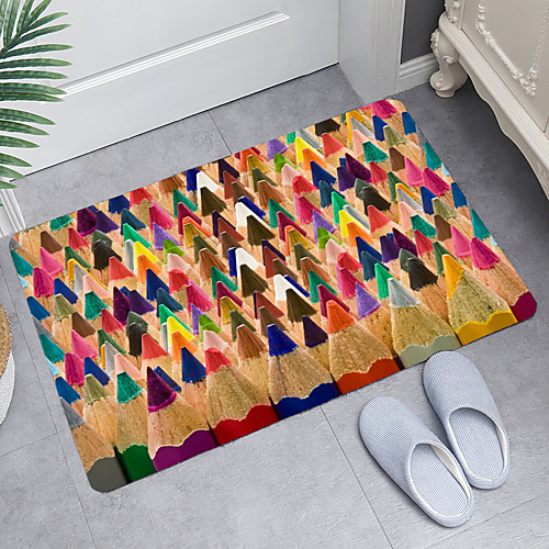 

Colored Pencil Tip Digital Printing Floor Mat Modern Bath Mats Nonwoven Memory Foam Novelty Bathroom
