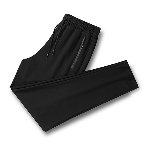 

Men's Joggers Jogger Pants Athletic Bottoms Drawstring Beam Foot Zipper Pocket Spandex Winter Jogging Breathable Moisture Absorbent Sport Solid Colored Black / Micro-elastic