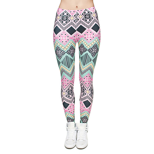 

Women's Sporty Comfort Sports Gym Yoga Leggings Pants Patterned Ankle-Length Print Purple Blushing Pink