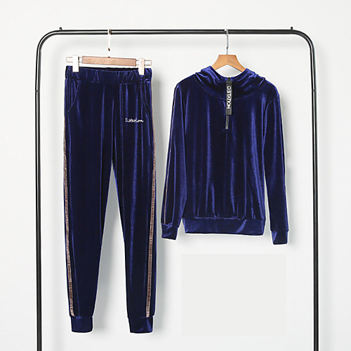 

Women's 2 Piece Quarter Zip Tracksuit Sweatsuit Street Casual 2pcs Long Sleeve Velour Thermal Warm Breathable Soft Fitness Gym Workout Running Active Training Jogging Sportswear Solid Colored Normal