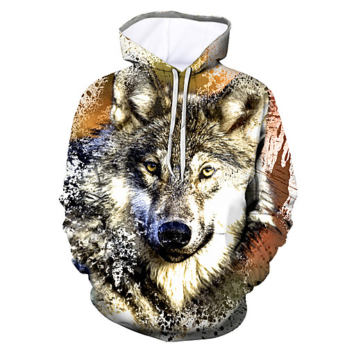 

Men's Plus Size Hoodie 3D Animal Print Hooded Daily Basic Exaggerated Hoodies Sweatshirts Long Sleeve Loose White / Fall