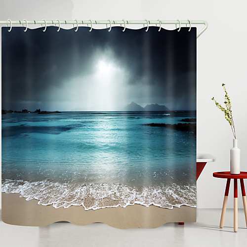 

Dark Clouds And Sun Over The Sea Digital Printing Shower Curtain Shower Curtains Hooks Modern Polyester New Design