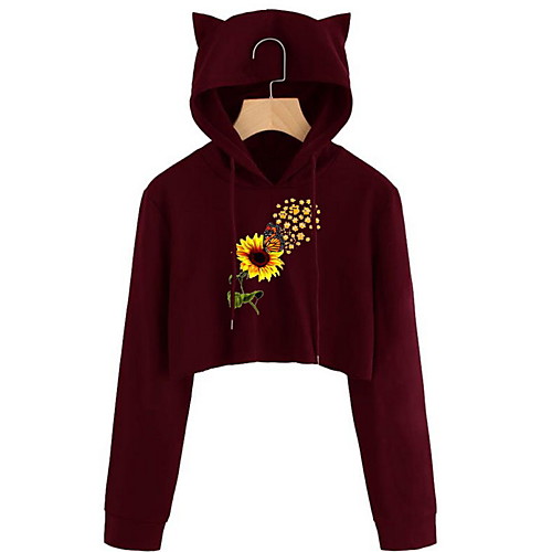 

Women's Hoodie Pullover Floral Daily Casual Hoodies Sweatshirts Green Black Red