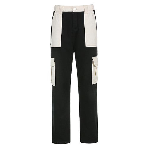 

Women's Basic Streetwear Comfort Daily Going out Pants Chinos Pants Multi Color Full Length Pocket Black