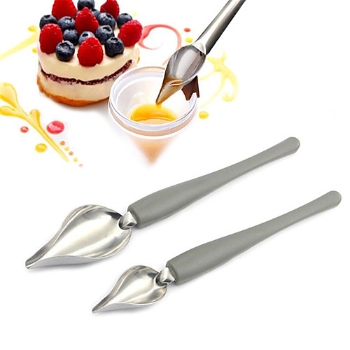 

2pcs Chocolate Painting Spoons Stainless Steel Cake Decorating Tool Spoons