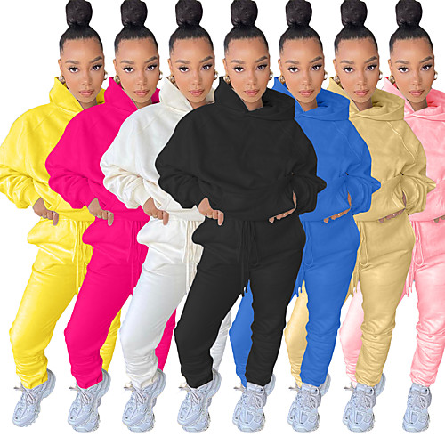 

Women's 2 Piece Tracksuit Sweatsuit Street Casual 2pcs Long Sleeve Nylon Lightweight Breathable Soft Gym Workout Running Active Training Jogging Exercise Sportswear Solid Colored Yellow Blue Pink