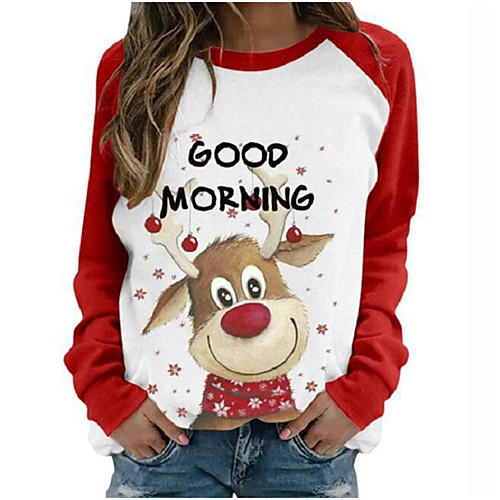 

Women's Hoodie Sweatshirt Graphic Letter Animal Christmas Casual Hoodies Sweatshirts Loose Gray White Black