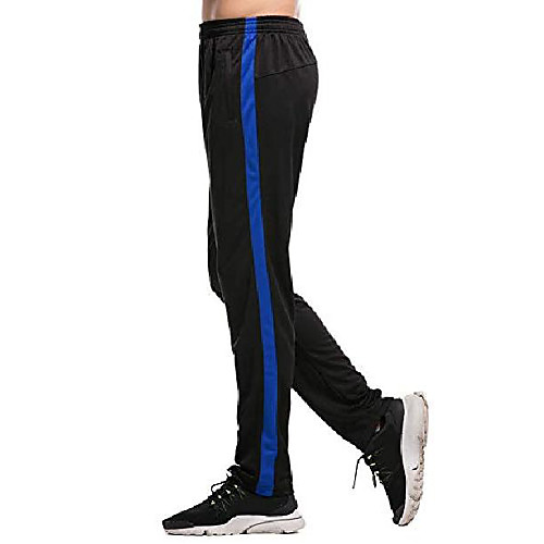 

men jogging bottoms gym workout pants elastic waist with pockets blue