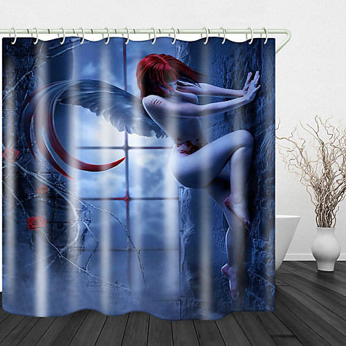 

Wounded One-Winged Angel Digital Printing Shower Curtain Shower Curtains Hooks Modern Polyester New Design