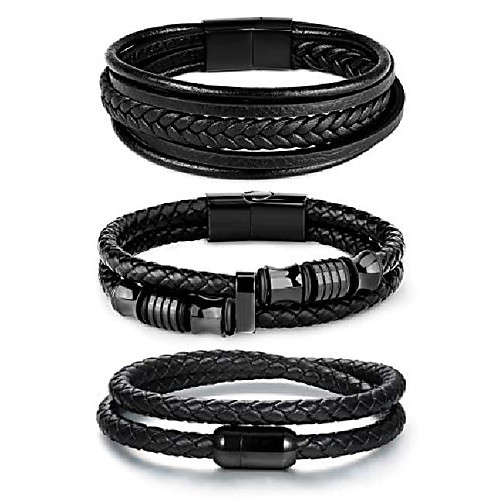 

braided leather bracelets for men women wrap genuine leather bracelet wrist cuff bangle 8.0
