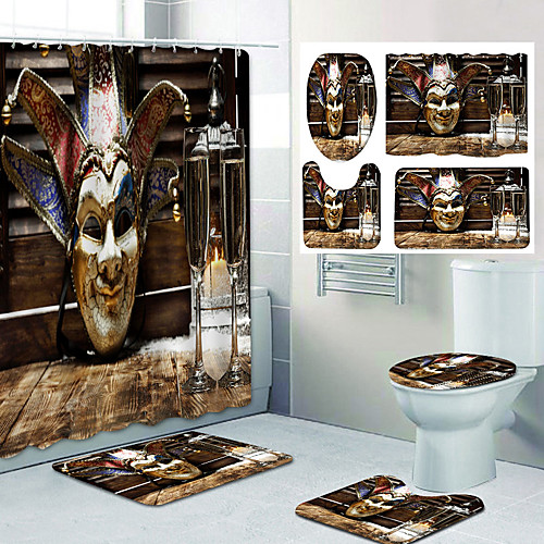 

Christmas Clown Pattern PrintingBathroom Shower Curtain Leisure Toilet Four-Piece Design