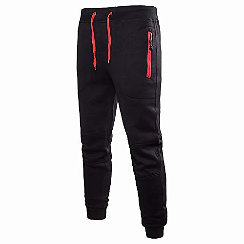 

mens fashion athletic sport pants - mens solid color long sweatpants trouser jogger black