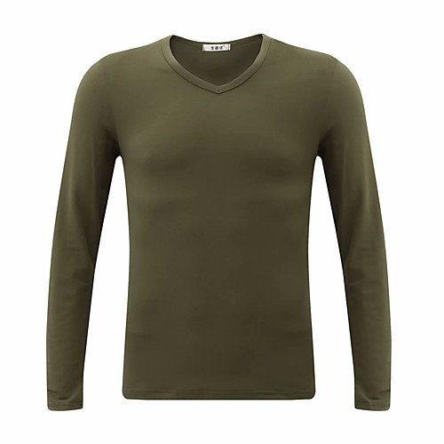 

Men's Tunic T shirt Solid Color Long Sleeve Dailywear Tops Simple Long sleeve V-neck green Long sleeve V-neck sky blue Long sleeve V-neck color blue