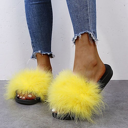 

Women's Sandals Flat Heel Open Toe Flat Sandals Sweet Boho Daily Beach Wool Camouflage Black Yellow Red / Booties / Ankle Boots