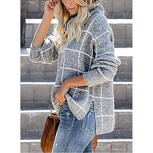 

Women's Stripe Striped Pullover Long Sleeve Sweater Cardigans Turtleneck Fall Winter Black Beige Gray