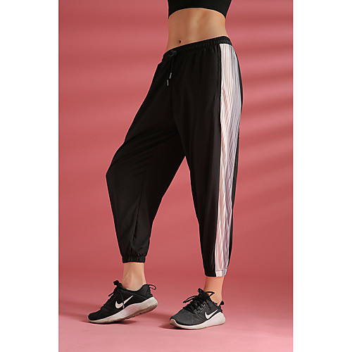 

Women's Sporty Comfort Sports Gym Yoga Jogger Pants Pants Striped Ankle-Length Drawstring Patchwork White Blushing Pink