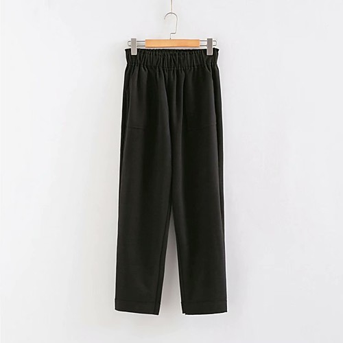 

Women's Basic Streetwear Comfort Daily Going out Pants Chinos Pants Solid Colored Full Length Pocket Black Khaki