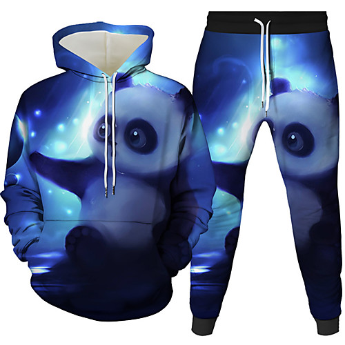 

Women's Men's 3D Hoodies Set Graphic 3D Bear 2 Piece Front Pocket Hooded Daily 3D Print 3D Print Casual Hoodies Sweatshirts Long Sleeve Blue White Light gray