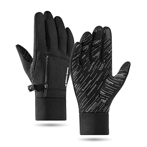 

Winter Bike Gloves / Cycling Gloves Touch Gloves Anti-Slip Waterproof Windproof Warm Full Finger Gloves Sports Gloves Fleece Black for Adults' Outdoor Exercise Cycling / Bike