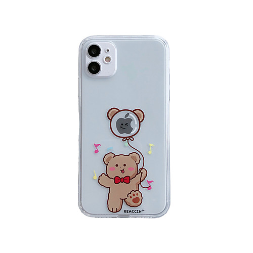 

Phone Case For Apple Back Cover iPhone 12 Pro Max 11 SE 2020 X XR XS Max 8 7 Shockproof Transparent Pattern Cartoon Playing with Apple Logo Transparent TPU