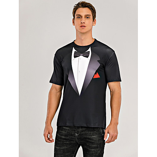 

Men's T shirt Shirt 3D Print Graphic Print Short Sleeve Daily Tops Basic Exaggerated Round Neck Black