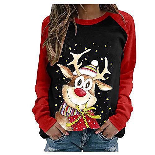 

Women's Hoodie Sweatshirt Reindeer Christmas Daily Casual Hoodies Sweatshirts Loose Gray White Black