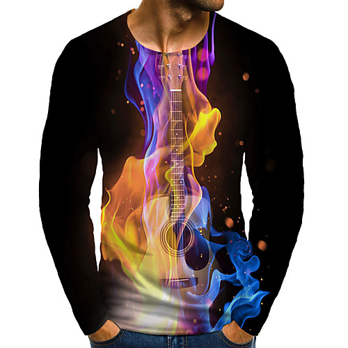 

Men's T shirt 3D Print Graphic 3D Plus Size Print Long Sleeve Daily Tops Rainbow