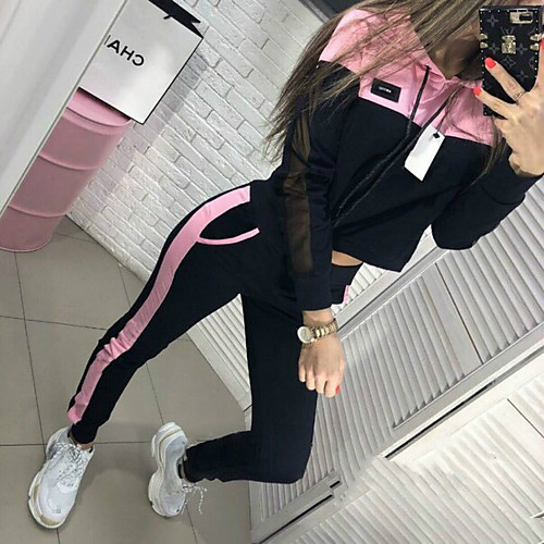 

Women's 2 Piece Half Zip Tracksuit Sweatsuit Street Athleisure 2pcs Winter Long Sleeve Thermal Warm Breathable Soft Fitness Gym Workout Running Jogging Training Sportswear Normal Hoodie Yellow Pink