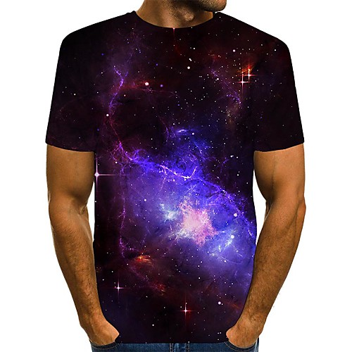 

Men's T shirt 3D Print Graphic Print Short Sleeve Daily Tops Streetwear Purple