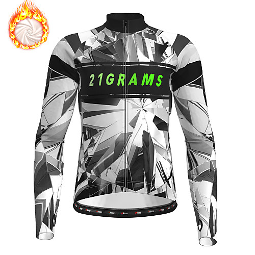 

21Grams Men's Long Sleeve Cycling Jersey Winter Fleece Polyester Grey Bike Jersey Top Mountain Bike MTB Road Bike Cycling Fleece Lining Warm Quick Dry Sports Clothing Apparel / Stretchy / Athleisure