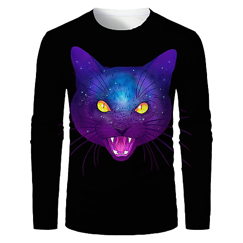 

Men's T shirt 3D Print Graphic 3D Animal Print Long Sleeve Daily Tops Rainbow