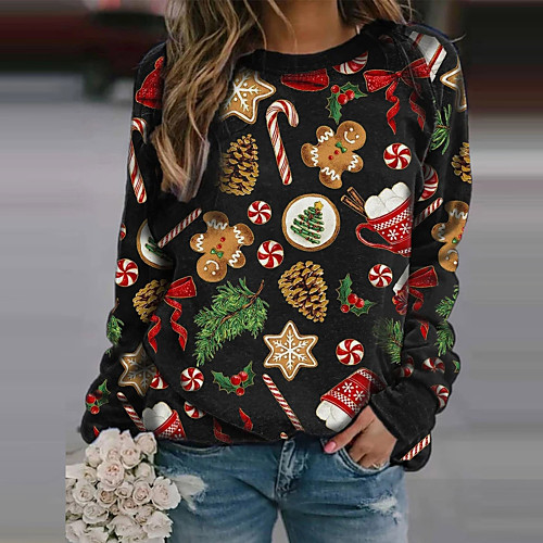

Women's Hoodie Sweatshirt Graphic Christmas Daily Casual Christmas Hoodies Sweatshirts Loose Gray Green Black