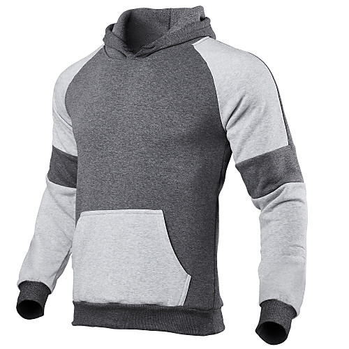 

Men's Pullover Hoodie Sweatshirt Color Block Hooded Daily Casual Hoodies Sweatshirts Long Sleeve Gray Light gray Black
