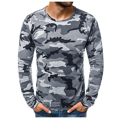 

fashion slim camouflage printed t shirt men's casual long sleeve top blouse