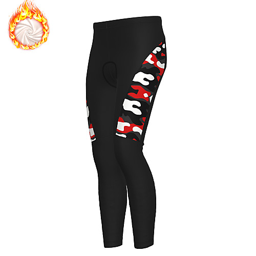 

21Grams Men's Cycling Tights Cycling Pants Winter Fleece Bike Tights Padded Shorts / Chamois Pants Fleece Lining Breathable Warm Sports Camo / Camouflage Black Mountain Bike MTB Road Bike Cycling