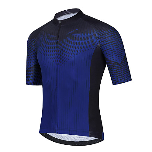 

21Grams Men's Short Sleeve Cycling Jersey Summer Polyester Black / Blue Solid Color Bike Jersey Top Mountain Bike MTB Road Bike Cycling Quick Dry Breathable Reflective Strips Sports Clothing Apparel