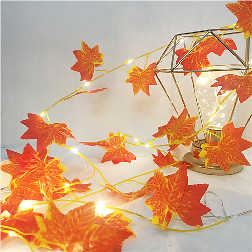 

1X 2M 20Leds Lights Maple Leaves Garland Led Fairy String Light For Christmas New Year Party Decoration Autumn String Light DIY Decor Lighting AA Battery Power (come without battery)