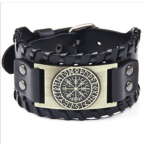 

Men's Bracelet Bangles Leather Bracelet Classic Fashion Simple Fashion Trendy Leather Bracelet Jewelry Burgundy / Gold / Black For Party Evening Gift Formal Date Festival