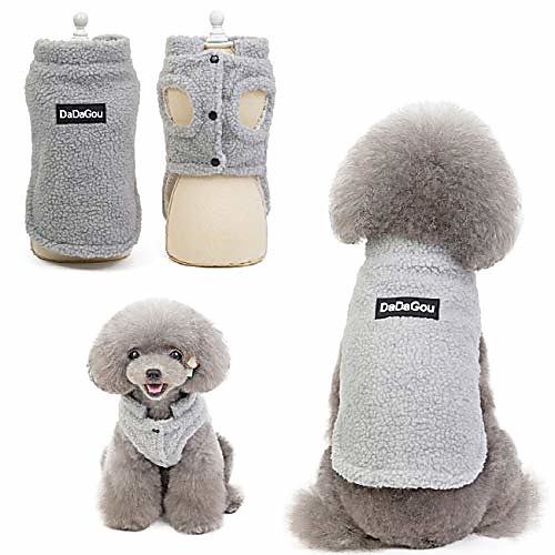 

pet doggy winter lamb cashmere coat warm outdoor fleece dog fleece lining pullover jacket vest for small medium dogs (s, grey)