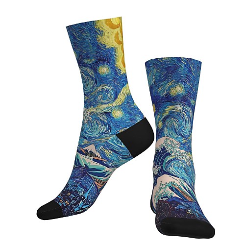 

Crew Socks Compression Socks Calf Socks Athletic Sports Socks Cycling Socks Women's Men's Bike / Cycling Anatomic Design Wearable Lightweight 1 Pair Graphic Printed Cotton Blue S M / Stretchy