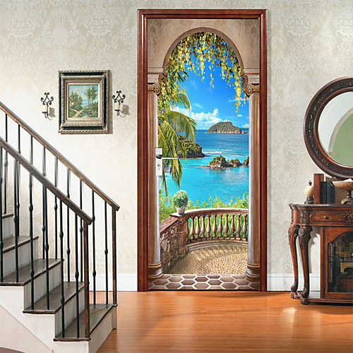 

Sea View Arch Self-adhesive Creative Door Stickers For Living Room Diy Decorative Home Waterproof Wall Stickers