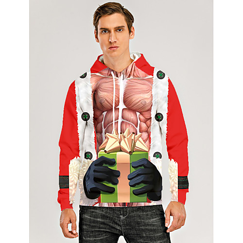 

Men's Pullover Hoodie Sweatshirt Print Graphic 3D Front Pocket Hooded Christmas Daily 3D Print 3D Print Christmas Hoodies Sweatshirts Long Sleeve Red